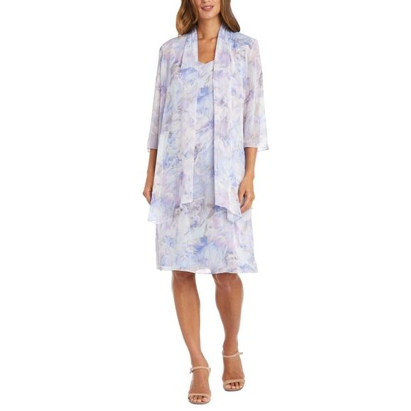 R&M Richards Women's Sz 6 Purple Floral-Print Jacket Dress - 2 Piece Set $119 - Picture 11 of 12